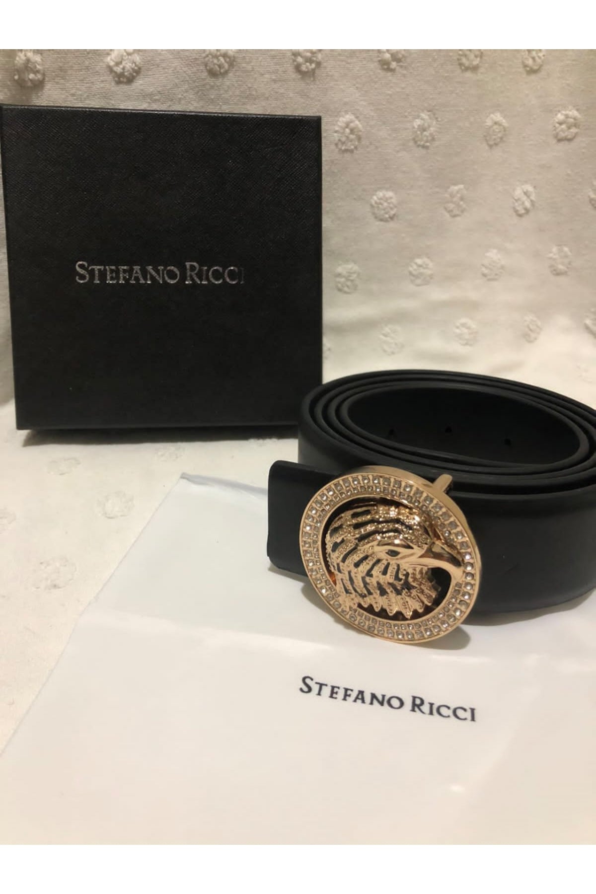 STEFANO RICCI - Eagle Buckle Leather Belt - UAE